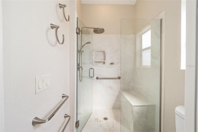 bathroom featuring toilet and walk in shower