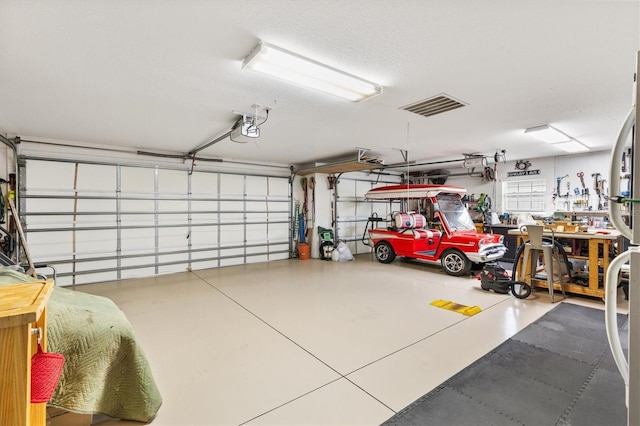 garage with a garage door opener