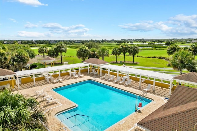 view of pool featuring a patio area