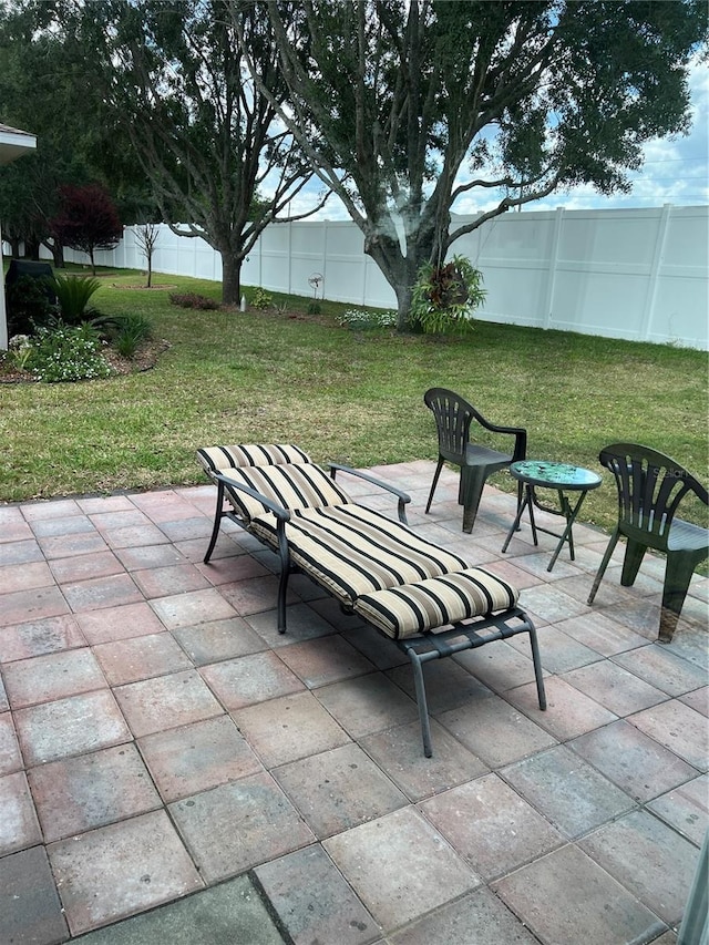 view of patio featuring a fenced backyard