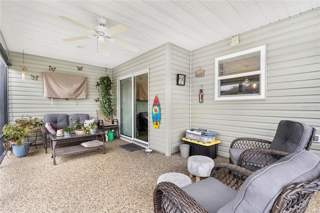 view of patio / terrace featuring an outdoor living space and ceiling fan