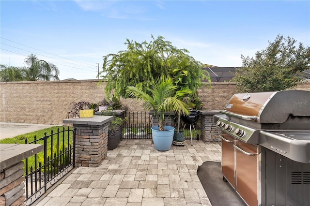 view of patio with area for grilling