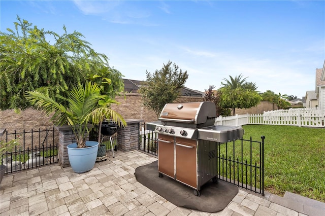 view of patio / terrace with area for grilling