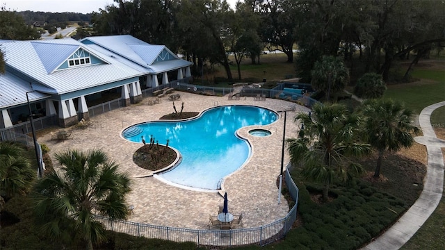 view of swimming pool featuring a patio