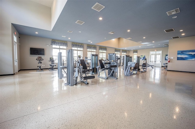 exercise room with plenty of natural light