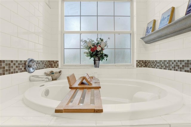 full bathroom with a garden tub