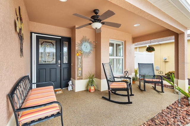 view of patio with ceiling fan