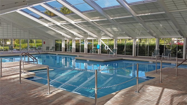 community pool with a patio