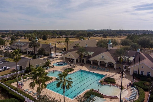 view of swimming pool featuring a patio