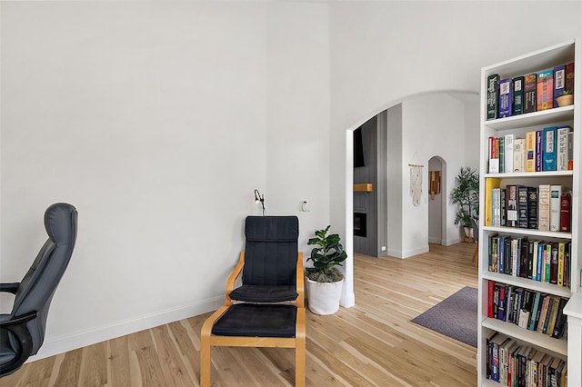 sitting room with light wood-type flooring