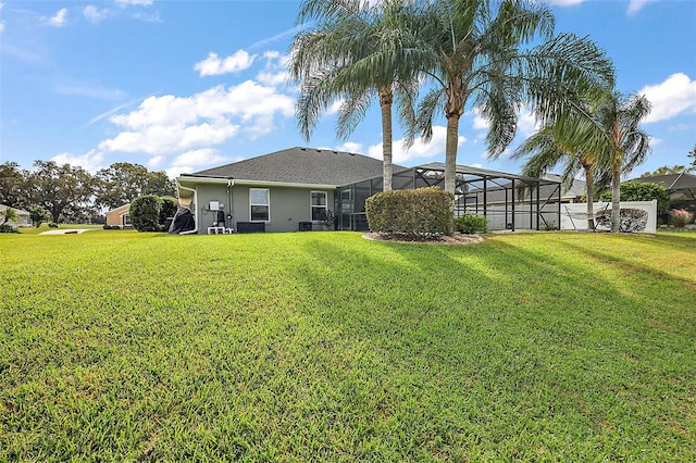 view of yard featuring a lanai