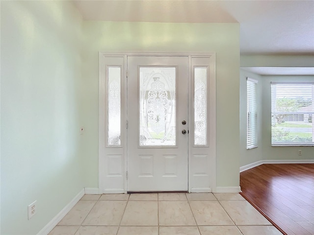 entrance foyer with light wood-type flooring