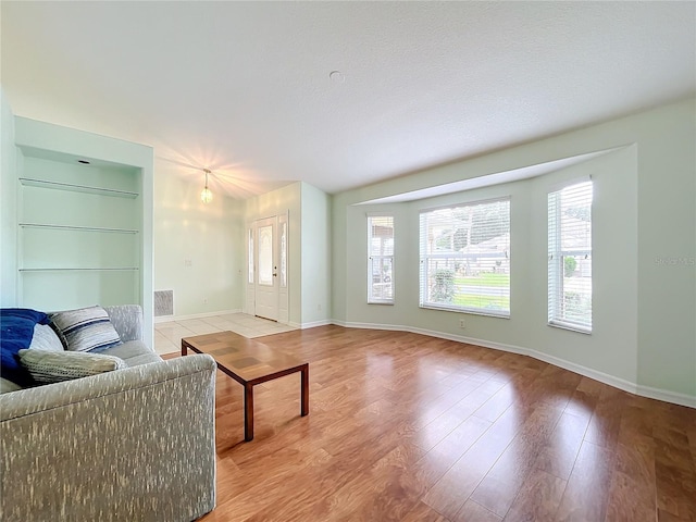 living room featuring light wood-type flooring