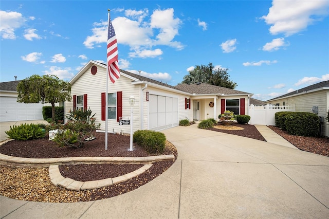 single story home with a garage