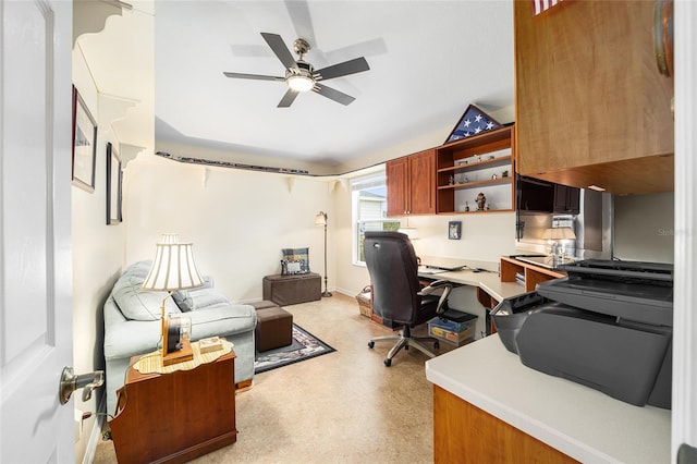 office featuring ceiling fan