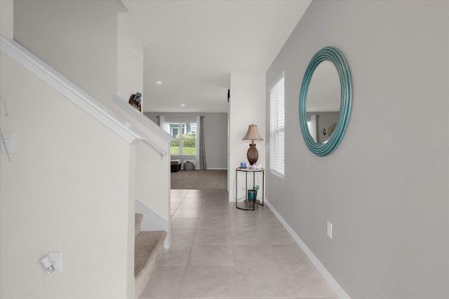 interior space with light tile patterned floors