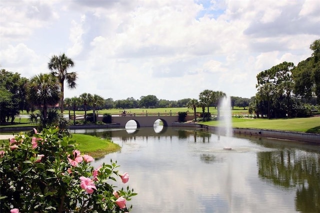 view of home's community with a water view