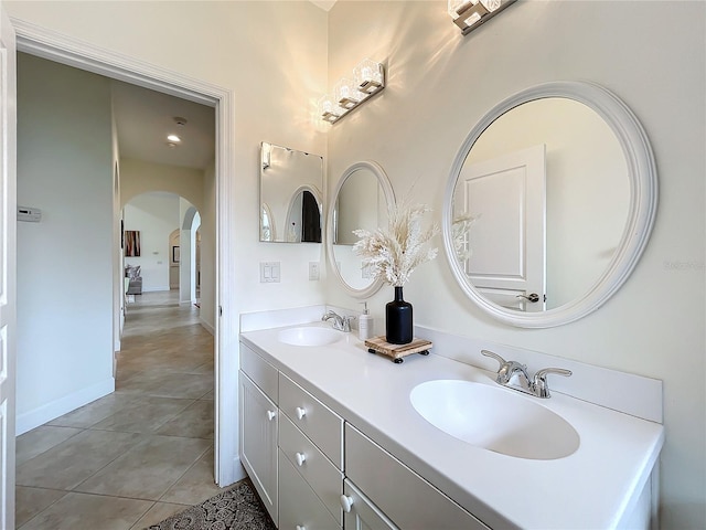 bathroom featuring vanity and tile patterned flooring