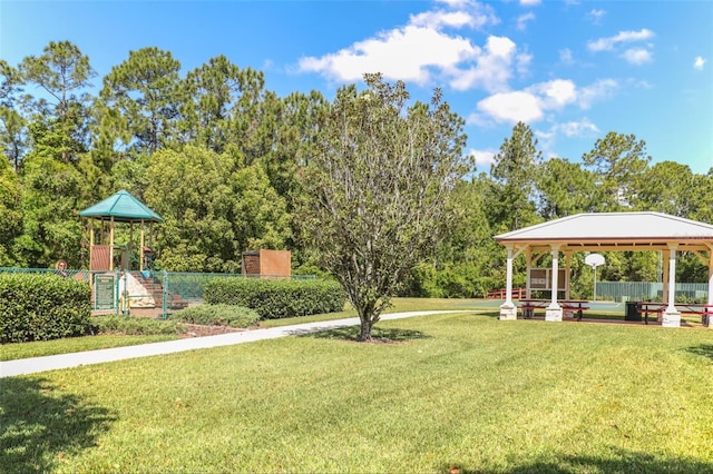 view of yard with a gazebo