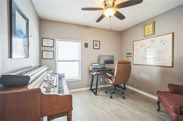 office featuring ceiling fan