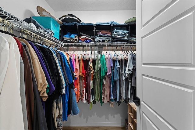 walk in closet featuring hardwood / wood-style floors