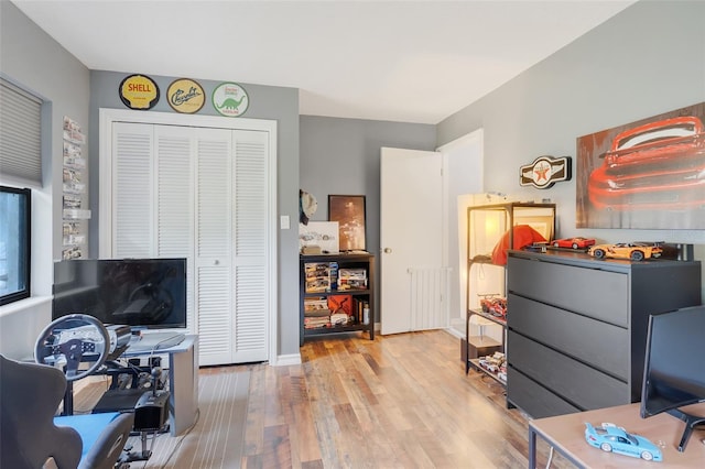 office area featuring light hardwood / wood-style floors