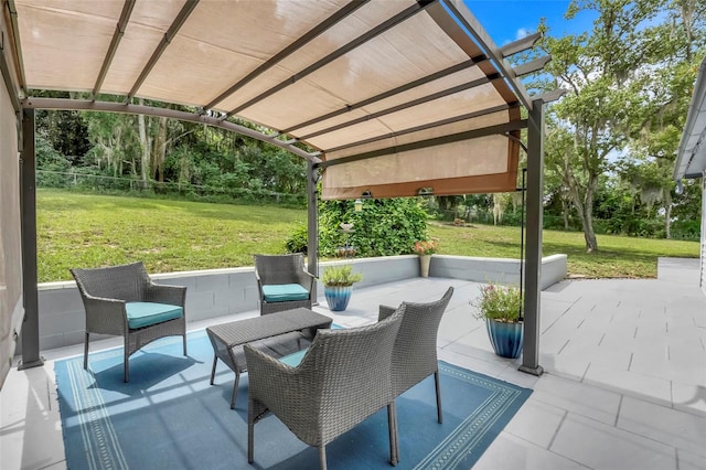 view of patio / terrace featuring a pergola