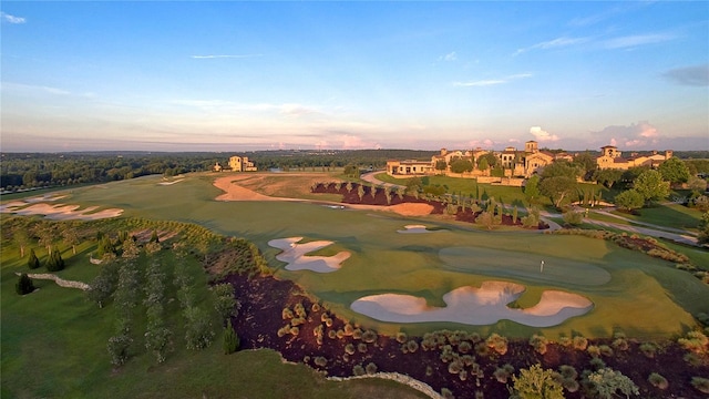 view of aerial view at dusk