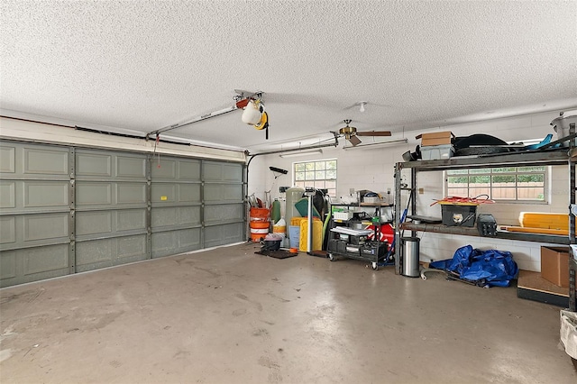 garage with ceiling fan