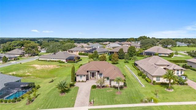 drone / aerial view with a residential view