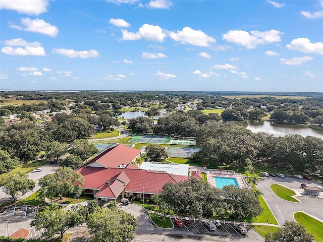 bird's eye view featuring a water view