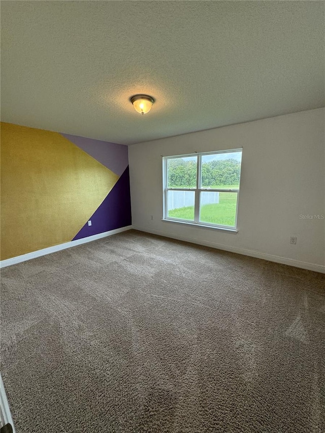 empty room featuring carpet flooring and a textured ceiling