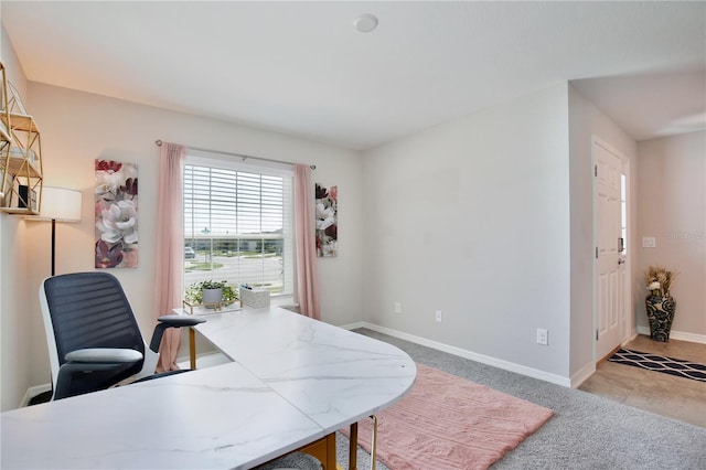 view of carpeted office space