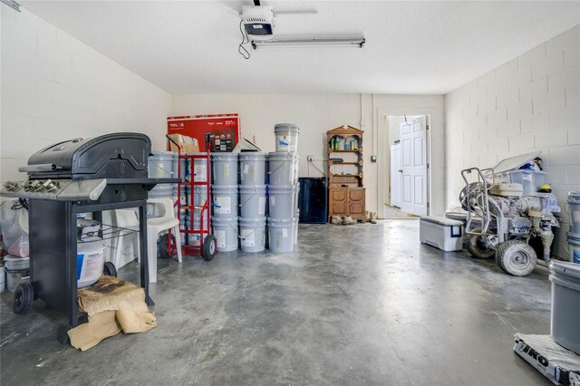 garage with a garage door opener