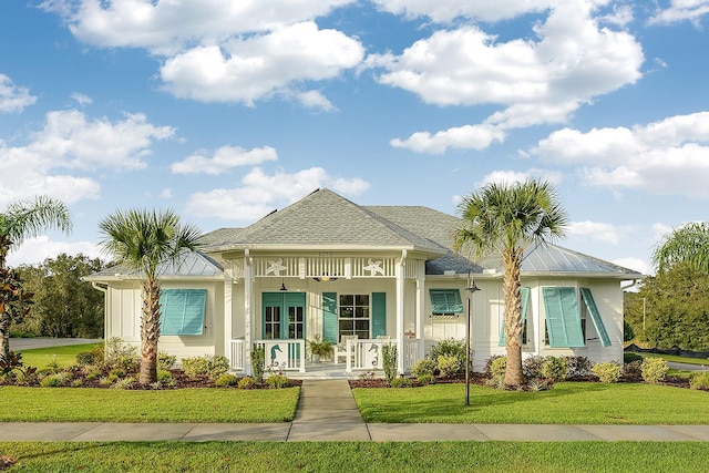 view of front of house featuring a front lawn and a porch