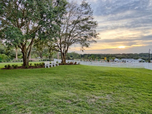 view of yard at dusk