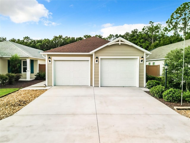 single story home with a garage