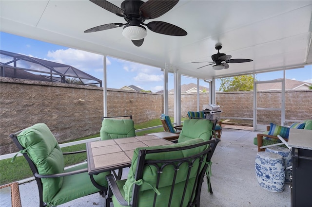 view of patio / terrace with ceiling fan