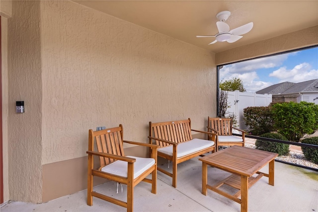 view of patio with ceiling fan