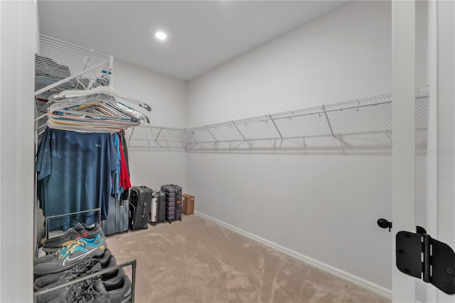 walk in closet featuring carpet