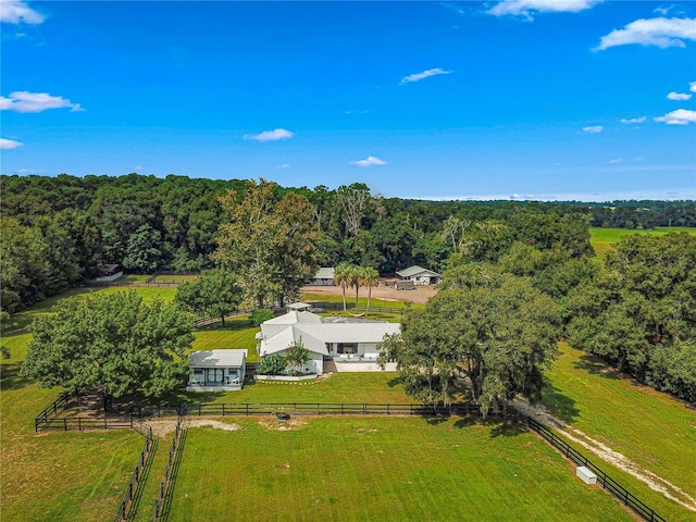 aerial view featuring a rural view