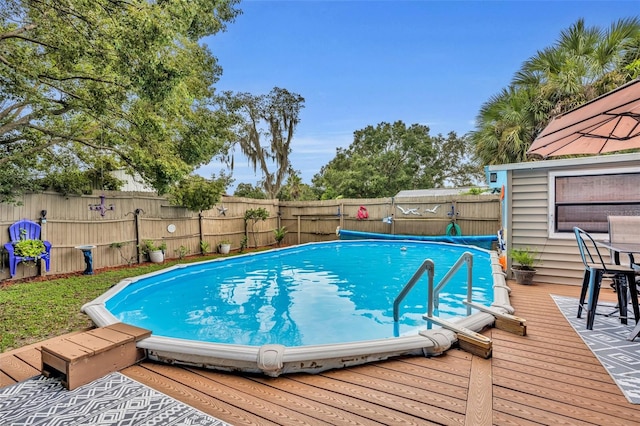 view of pool featuring a deck