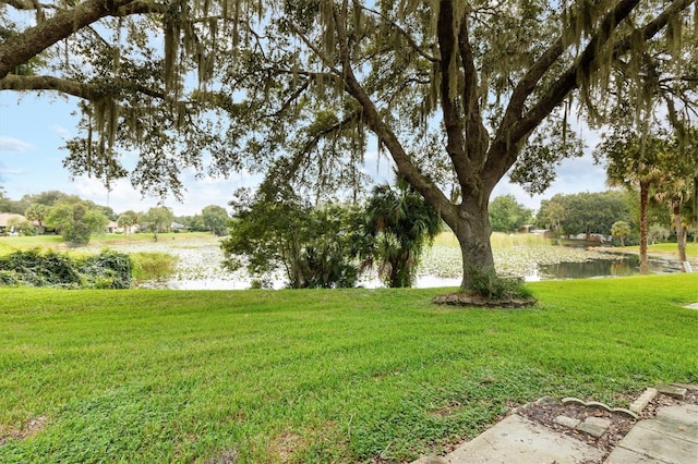 view of yard featuring a water view