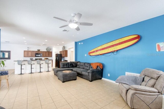 436 Orange Cosmos Blvd, Davenport, FL 33837 - living area with ceiling fan, light tile patterned flooring, and recessed lighting