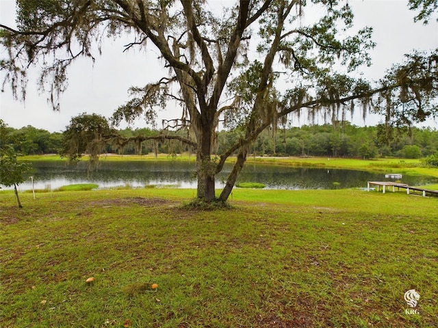 view of yard with a water view