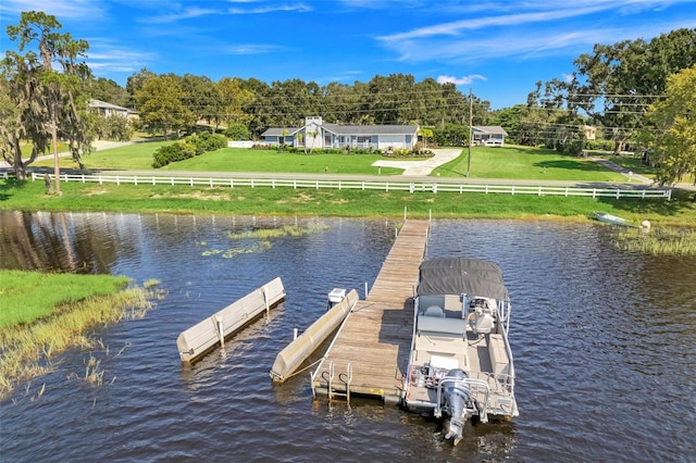 dock area featuring a water view