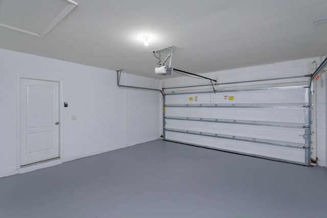 garage with a garage door opener