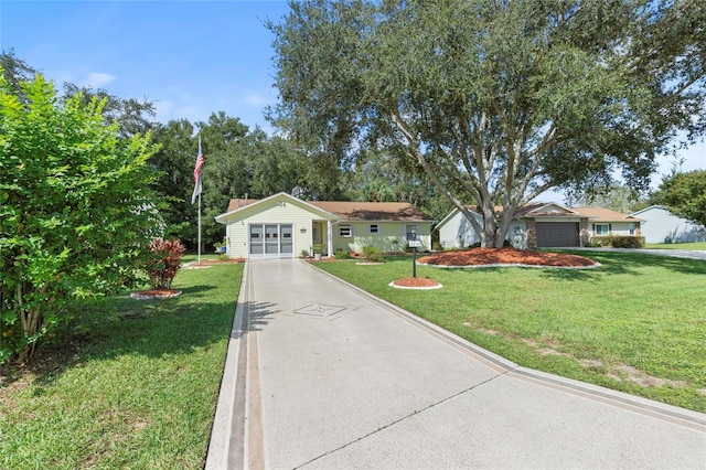 ranch-style home with a front yard