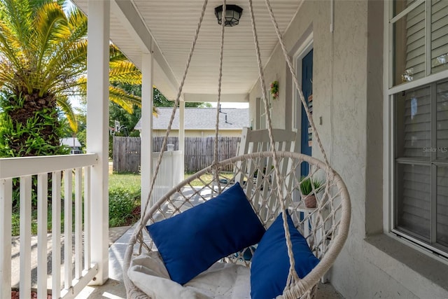 view of patio featuring a porch