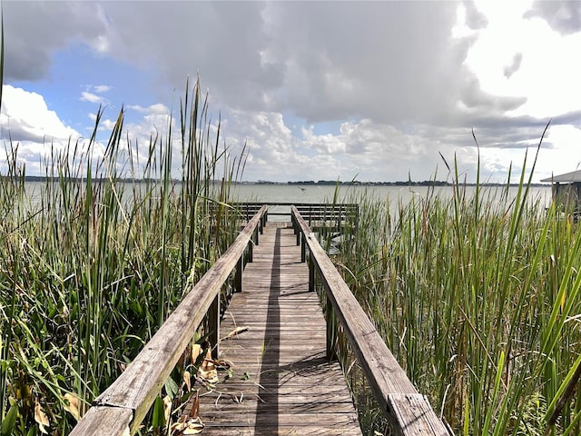 view of dock featuring a water view